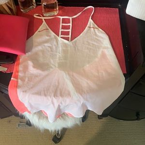Lululemon Neon Orange/Pink and White tank top!!